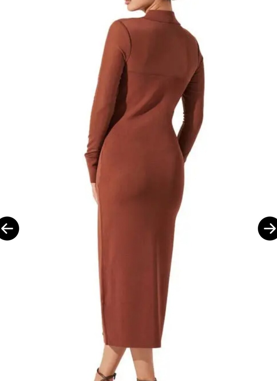 Astr Rust-Brown Long Sleeve Collared Midi Dress - Picture 2 of 9